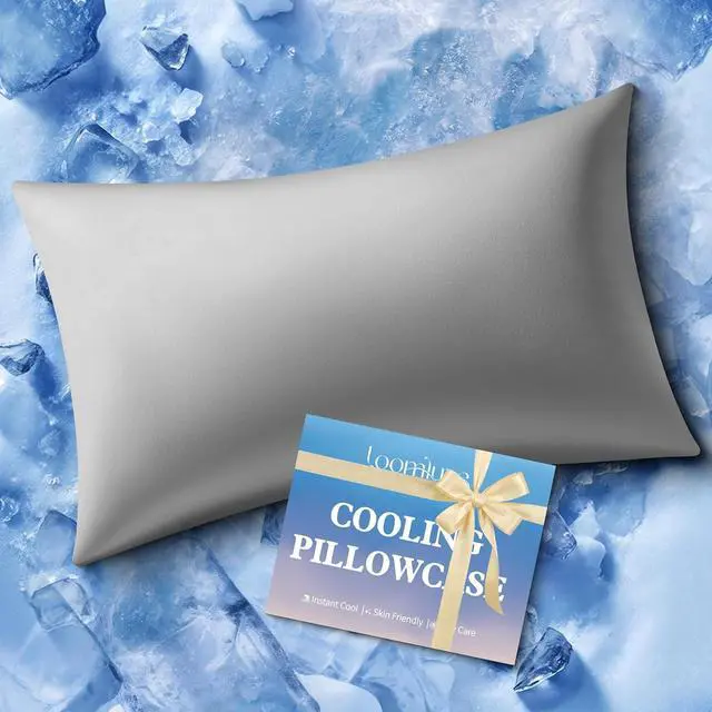 Main image of Cooling Pillow Case King Size Pillow Cover with Zipper for Hot Sleepers Breathable & Gentle on Skin, All-Night Comfort (Dark Grey, 1Pcs)