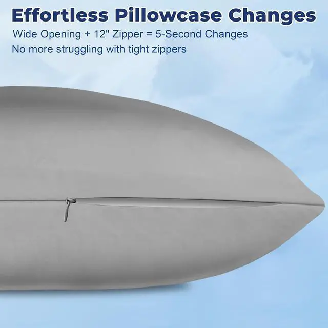 Alt view image 5 of 7 - Cooling Pillow Case King Size Pillow Cover with Zipper for Hot Sleepers Breathable & Gentle on Skin, All-Night Comfort (Dark Grey, 1Pcs)