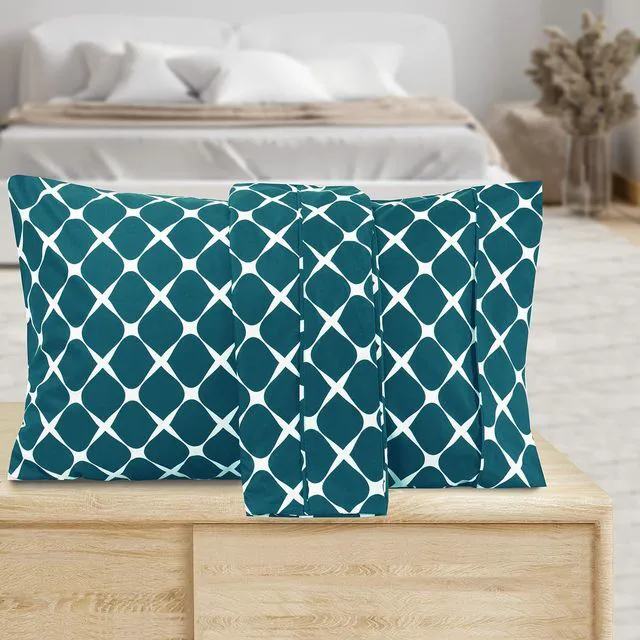 Alt view image 2 of 3 - Pattern Printed Pillowcases 2-Piece Set Egyptian Quality Microfiber 1500 Thread Count -Classic Design Soft and Smooth Weave, Wrinkle Resistant, Bloomingdale Queen Pillowcase, Turquoise