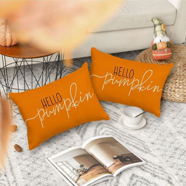 Alt view image 3 of 7 - Fall Pillow Covers 12x20 Inch Hello Pumpkin Fall Decor for Home