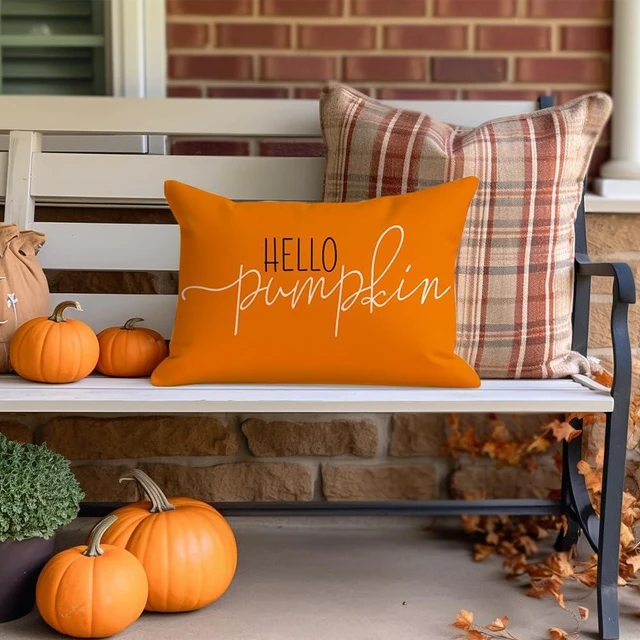 Alt view image 4 of 7 - Fall Pillow Covers 12x20 Inch Hello Pumpkin Fall Decor for Home