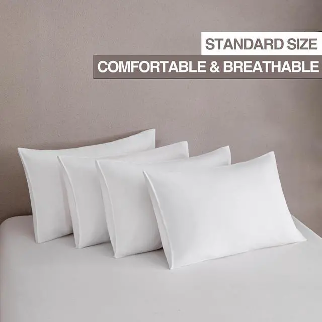 Alt view image 2 of 6 - White Pillow Cases Standard Size Set of 4 - Super Soft, Smooth and Breathable Standard Pillow Cases- Envelope Design - Machine Washable Lightweight (20X26 Inches (4 Piece))