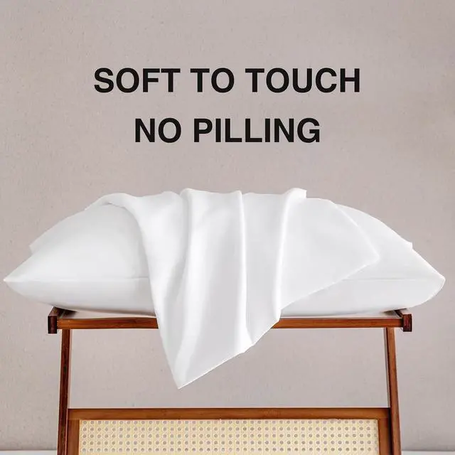 Alt view image 5 of 6 - White Pillow Cases Standard Size Set of 4 - Super Soft, Smooth and Breathable Standard Pillow Cases- Envelope Design - Machine Washable Lightweight (20X26 Inches (4 Piece))