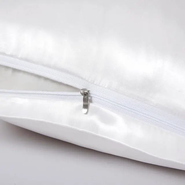 Alt view image 4 of 7 - Satin Pillowcases with Zipper 20x36,King Size Pillowcases Set of 2,White Silk Pillowcase for Hair and Skin