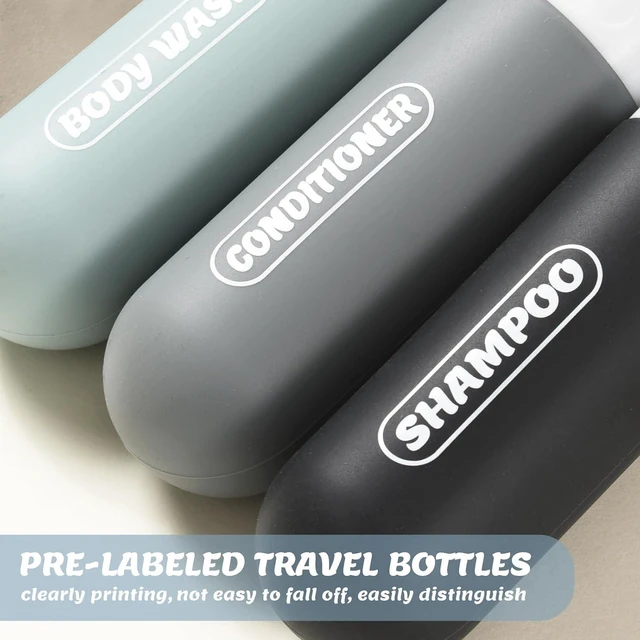 Alt view image 2 of 7 - Pre-printed Silicone Travel Bottles for Toiletries 3oz