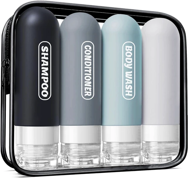 Main image of Pre-printed Silicone Travel Bottles for Toiletries 3oz