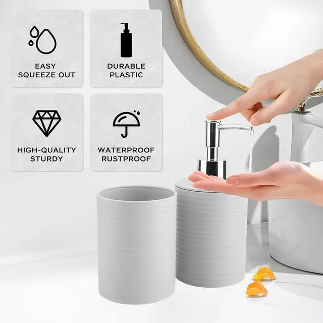 Alt view image 2 of 7 - Bathroom Accessory Set, Grey Bathroom Set for Modern Bathroom Decor