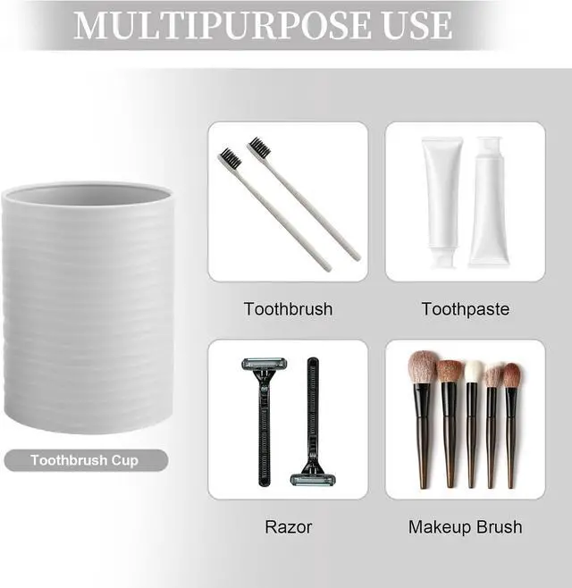 Alt view image 3 of 7 - Bathroom Accessory Set, Grey Bathroom Set for Modern Bathroom Decor