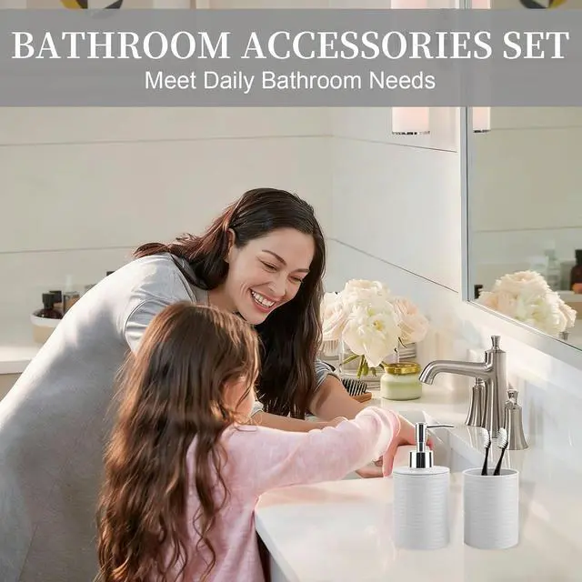 Alt view image 5 of 7 - Bathroom Accessory Set, Grey Bathroom Set for Modern Bathroom Decor