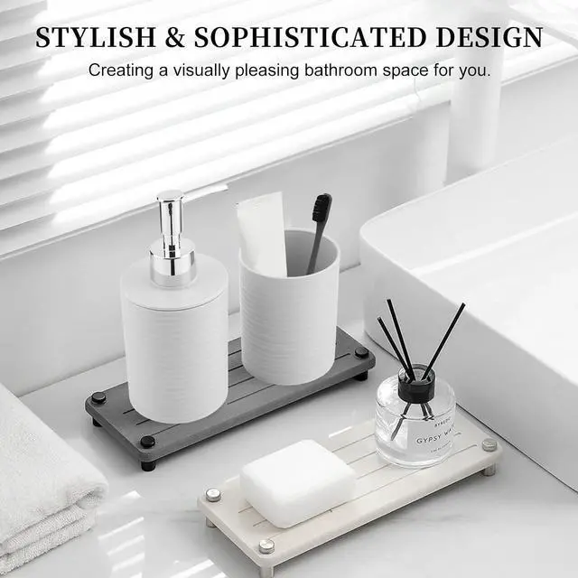 Alt view image 6 of 7 - Bathroom Accessory Set, Grey Bathroom Set for Modern Bathroom Decor