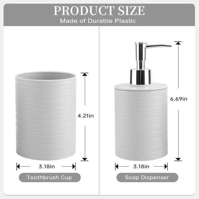 Alt view image 7 of 7 - Bathroom Accessory Set, Grey Bathroom Set for Modern Bathroom Decor
