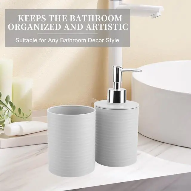 Alt view image 4 of 7 - Bathroom Accessory Set, Grey Bathroom Set for Modern Bathroom Decor