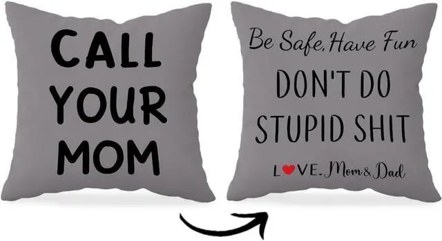 Main image of Call Your Mom Throw Pillow Cover 18x18,Funny College Dorm Decor