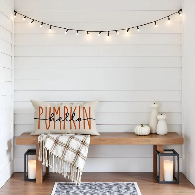 Alt view image 7 of 7 - Fall Hello Pumpkin Pillow Covers 12x20 Inch, Cream
