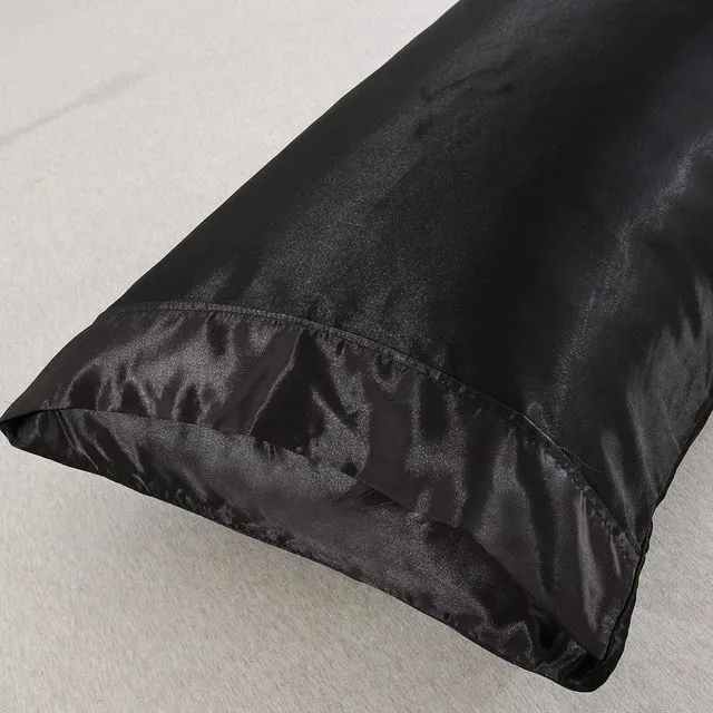 Alt view image 2 of 3 - Two-Pack Satin Pillowcases Set for Hair Cool and Easy to WASH (Black, Standard(20"x30"))