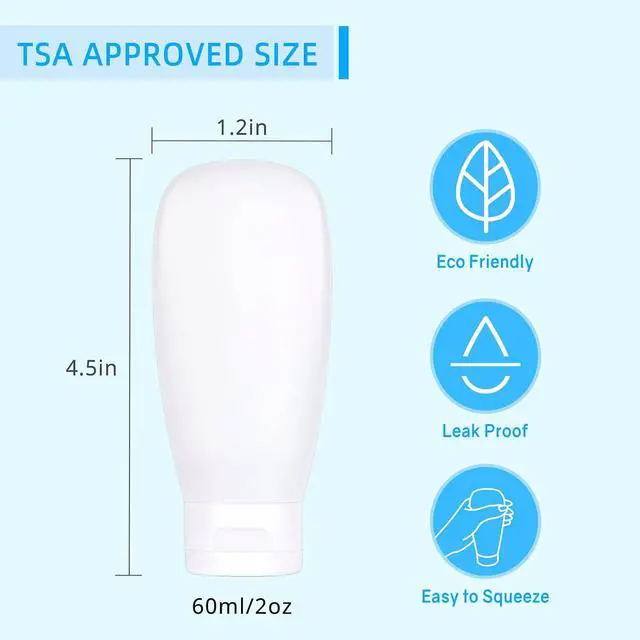 Alt view image 3 of 7 - TSA Approved Travel Bottles Set for Toiletries Travel Size Containers Kit 4 Pack Portable Leak Proof Refillable Squeeze Cosmetic Airplane Essential Shampoo Hair Conditioner Body Lotion Bath Shower Gel