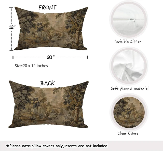 Alt view image 2 of 6 - Vintage French Country European Forest Landscape Pillow Cover 20x12 Double-Sided, Forest Landscape Botanical Decorative Throw Pillow Cover for Couch Bed Bedroom Living Room