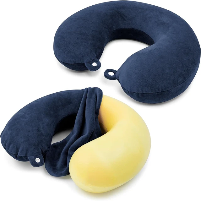 Main image of 2 Packs Travel Neck Pillow Cover, Reusable U Shaped Neck Pillow Washable Soft Smooth Airplane Pillow Cover (Only Pillow Covers,No Filler)