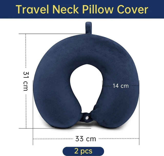 Alt view image 2 of 7 - 2 Packs Travel Neck Pillow Cover, Reusable U Shaped Neck Pillow Washable Soft Smooth Airplane Pillow Cover (Only Pillow Covers,No Filler)