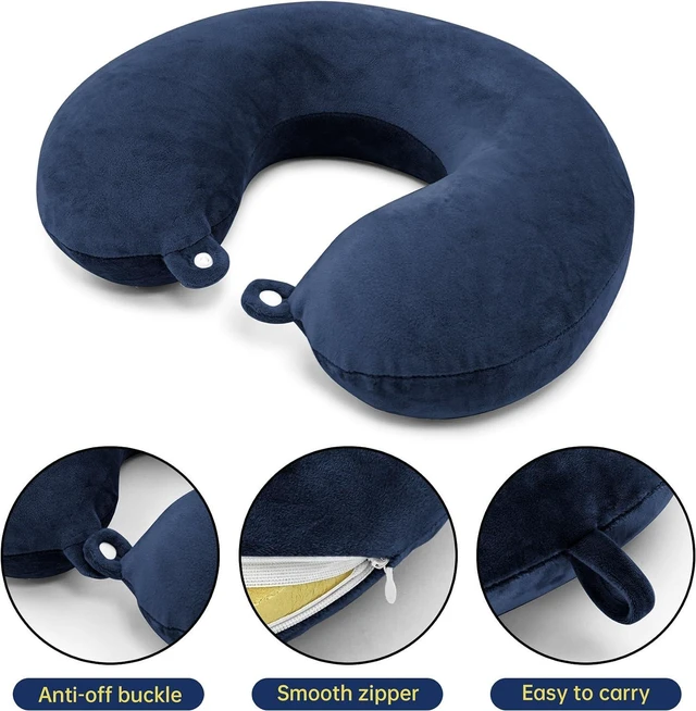 Alt view image 3 of 7 - 2 Packs Travel Neck Pillow Cover, Reusable U Shaped Neck Pillow Washable Soft Smooth Airplane Pillow Cover (Only Pillow Covers,No Filler)