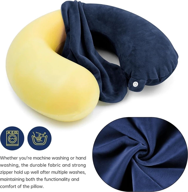 Alt view image 4 of 7 - 2 Packs Travel Neck Pillow Cover, Reusable U Shaped Neck Pillow Washable Soft Smooth Airplane Pillow Cover (Only Pillow Covers,No Filler)