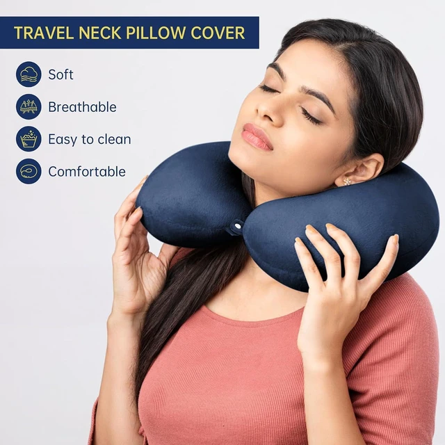 Alt view image 7 of 7 - 2 Packs Travel Neck Pillow Cover, Reusable U Shaped Neck Pillow Washable Soft Smooth Airplane Pillow Cover (Only Pillow Covers,No Filler)