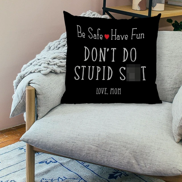 Alt view image 2 of 5 - Call Your Mom Throw Pillow Covers 18x18 Inch, Funny College Dorm Decor Decorative Pillowcases Cushion Cover Decor for Couch Sofa Living Room, Graduation Gifts for Daughter Son (Black)
