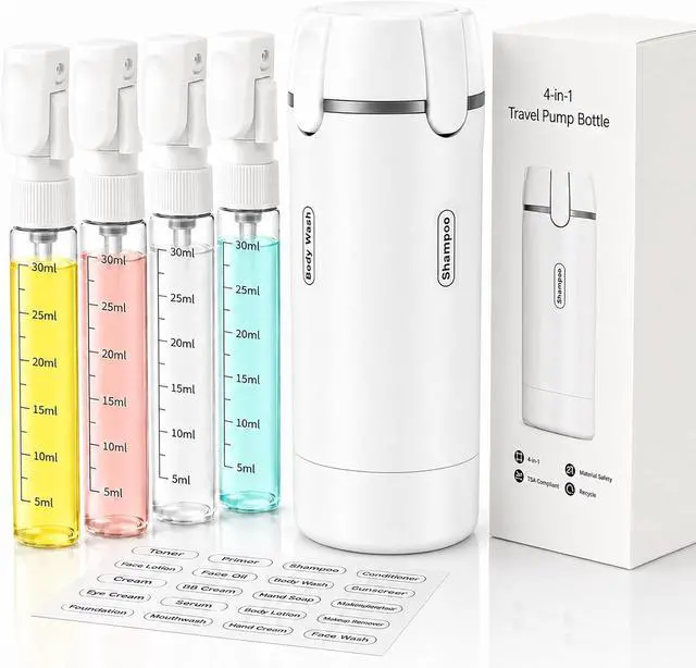 Alt view image 2 of 7 - 4-in-1 Travel Dispenser Bottle, TSA Approved Leakproof Set(White)