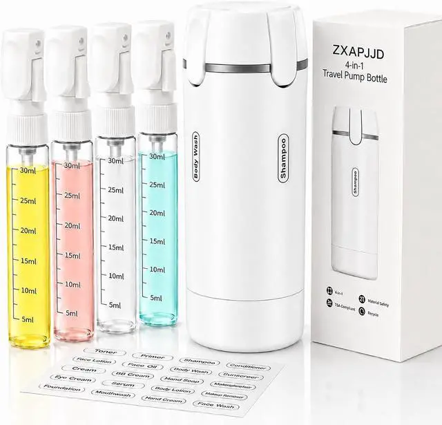 Alt view image 3 of 7 - 4-in-1 Travel Dispenser Bottle, TSA Approved Leakproof Set(White)