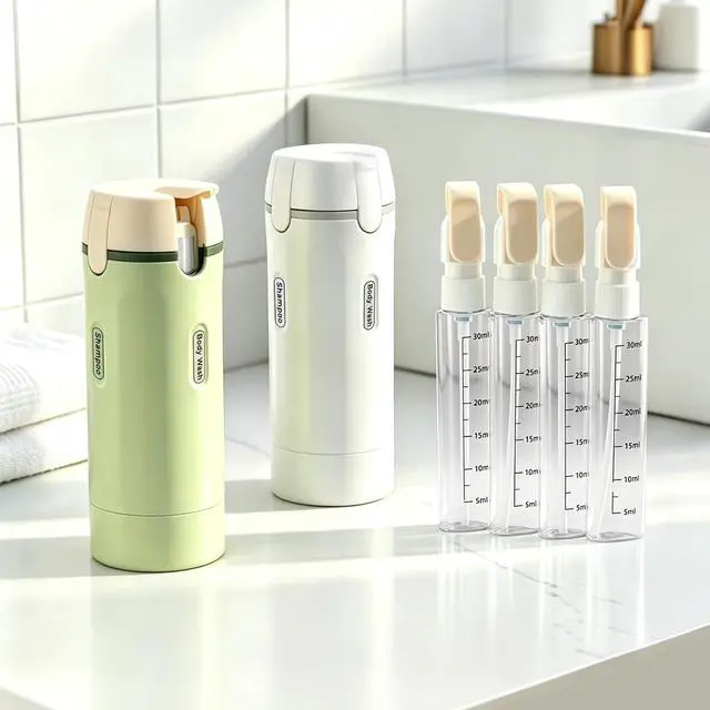 Alt view image 4 of 7 - 4-in-1 Travel Dispenser Bottle, TSA Approved Leakproof Set(White)