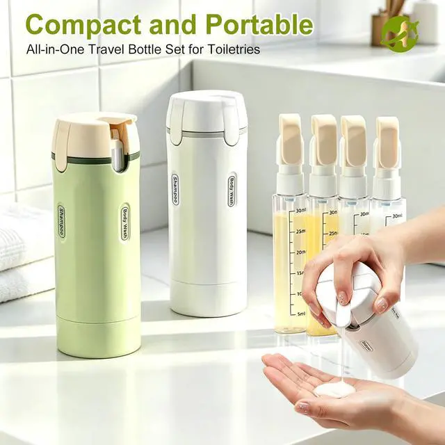 Alt view image 5 of 7 - 4-in-1 Travel Dispenser Bottle, TSA Approved Leakproof Set(White)