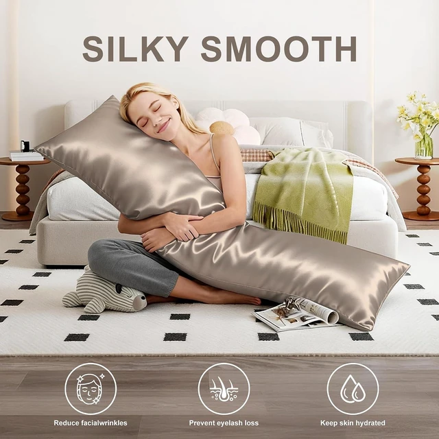 Alt view image 2 of 7 - Body Long Pillowcase, Similar to Silk Pillow Case, Coffee