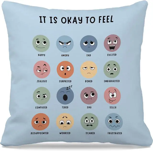 Main image of Counseling Office Must Haves Throw Pillow Cover, Calming Corner, Mental Health Pillowcase Decor for Home Kids,Mental Health Counselor Gifts, Calming Corner Pillow Covers 18x18 Light Blue