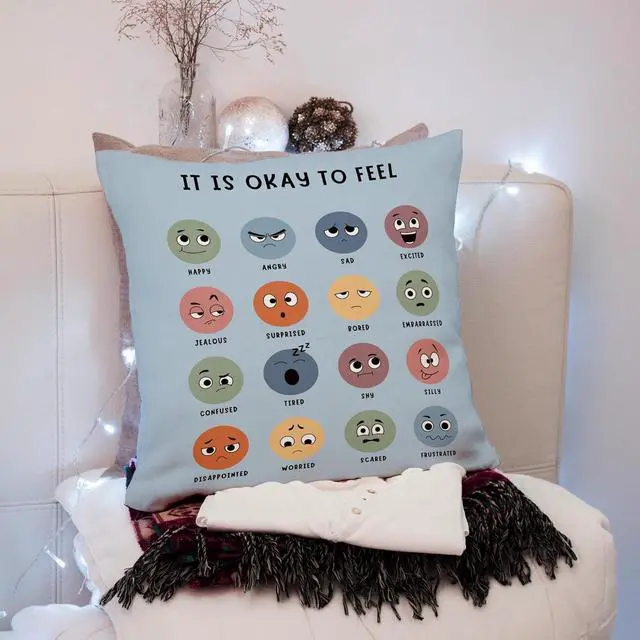 Alt view image 3 of 5 - Counseling Office Must Haves Throw Pillow Cover, Calming Corner, Mental Health Pillowcase Decor for Home Kids,Mental Health Counselor Gifts, Calming Corner Pillow Covers 18x18 Light Blue