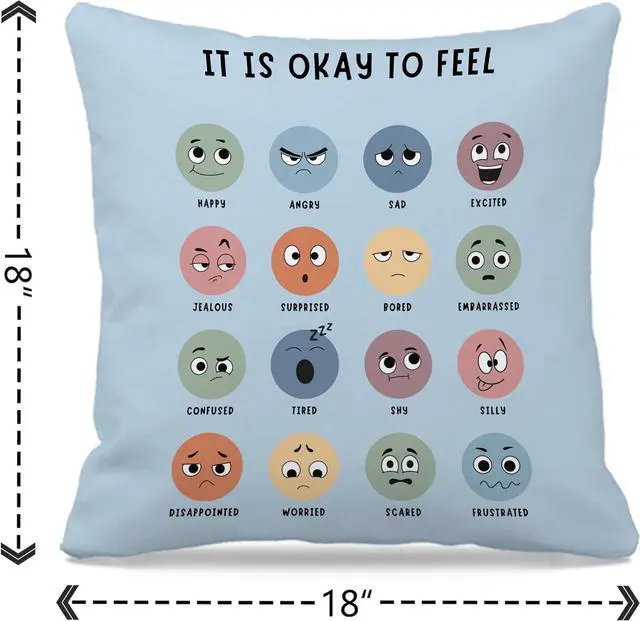 Alt view image 5 of 5 - Counseling Office Must Haves Throw Pillow Cover, Calming Corner, Mental Health Pillowcase Decor for Home Kids,Mental Health Counselor Gifts, Calming Corner Pillow Covers 18x18 Light Blue