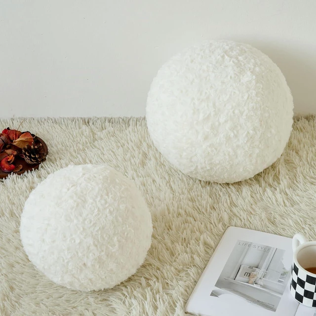 Alt view image 2 of 7 - Ball Pillow, Decorative Round Pillow for Couch n, Circle Throw Pillows, Perfect Ball Pillows for Couch, Stylish Decorative Pillows, Versatile Round Throw Pillow (White, Mini-8.6 Inches)