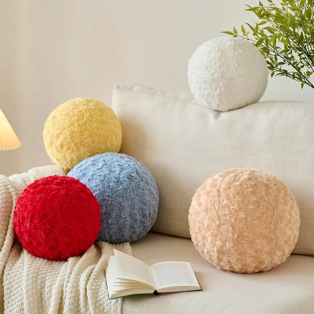 Alt view image 4 of 7 - Ball Pillow, Decorative Round Pillow for Couch n, Circle Throw Pillows, Perfect Ball Pillows for Couch, Stylish Decorative Pillows, Versatile Round Throw Pillow (White, Mini-8.6 Inches)