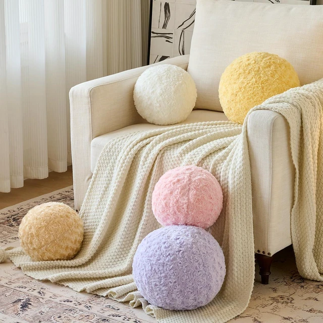 Alt view image 6 of 7 - Ball Pillow, Decorative Round Pillow for Couch n, Circle Throw Pillows, Perfect Ball Pillows for Couch, Stylish Decorative Pillows, Versatile Round Throw Pillow (White, Mini-8.6 Inches)
