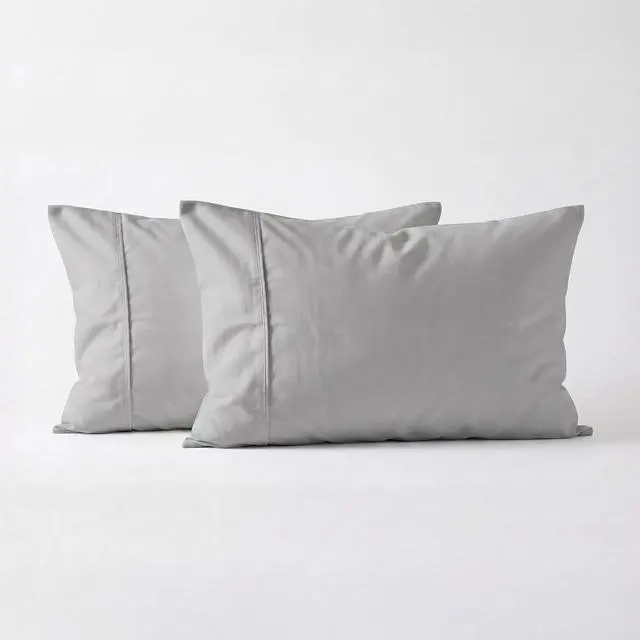 Main image of Light Grey Set of 2 King Pillow Cases, Single-Ply Premium Egyptian Long-Staple 100% Cotton Pillowcases, Luxury Sateen Weave, Hotel Quality Pillow Covers, Envelope Closure, Soft & Breathable