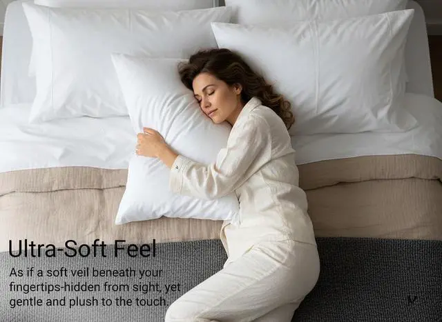 Alt view image 4 of 7 - Light Grey Set of 2 King Pillow Cases, Single-Ply Premium Egyptian Long-Staple 100% Cotton Pillowcases, Luxury Sateen Weave, Hotel Quality Pillow Covers, Envelope Closure, Soft & Breathable