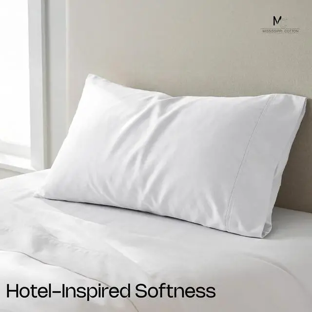 Alt view image 7 of 7 - Light Grey Set of 2 King Pillow Cases, Single-Ply Premium Egyptian Long-Staple 100% Cotton Pillowcases, Luxury Sateen Weave, Hotel Quality Pillow Covers, Envelope Closure, Soft & Breathable