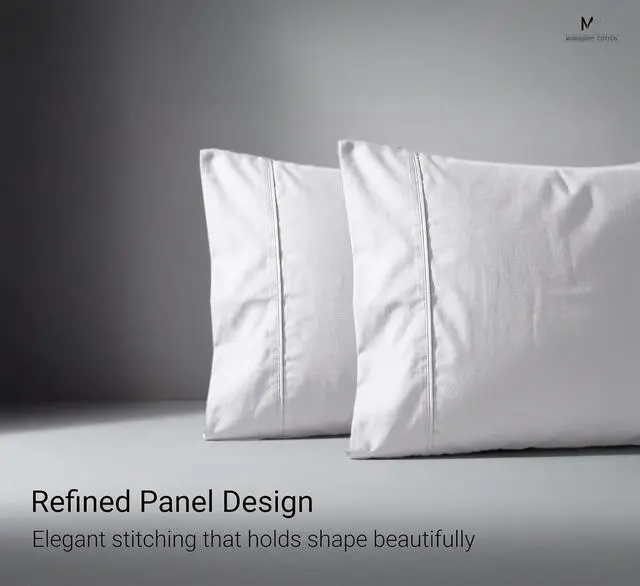 Alt view image 5 of 7 - Light Grey Set of 2 King Pillow Cases, Single-Ply Premium Egyptian Long-Staple 100% Cotton Pillowcases, Luxury Sateen Weave, Hotel Quality Pillow Covers, Envelope Closure, Soft & Breathable