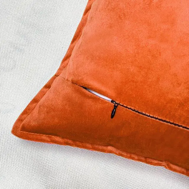 Alt view image 3 of 4 - Burnt Orange Rust Fall Velvet Throw Pillow Covers 18x18 Set of 2