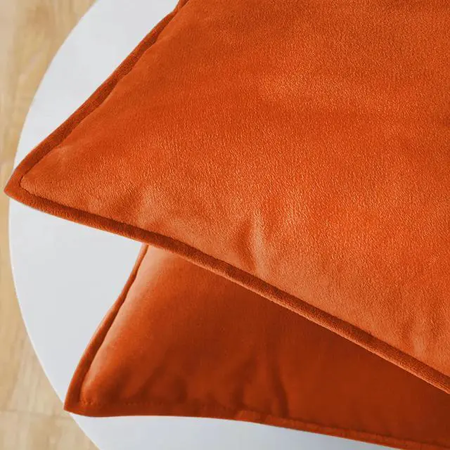 Alt view image 4 of 4 - Burnt Orange Rust Fall Velvet Throw Pillow Covers 18x18 Set of 2
