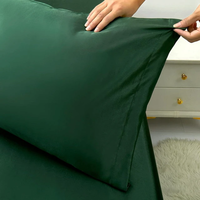 Alt view image 4 of 7 - Satin Pillowcase Standard Set of 2, Ultra Soft & Silky Satin Pillow Cases for Hair and Skin, Wrinkle Fade Resistant Pillow Covers with Envelope Closure (Dark Green)