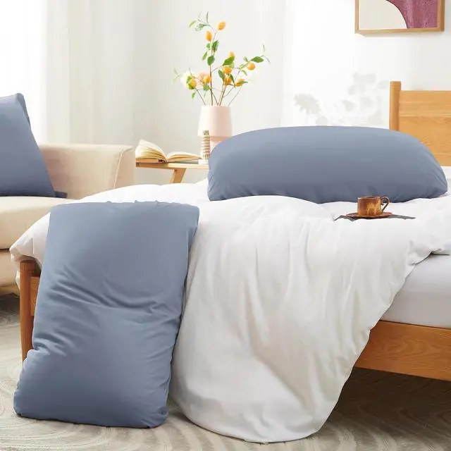 Alt view image 4 of 7 - 2 Pack Microfiber Pillow Cases, Silver Grey Travel Elastic Band Bed Pillowcases, 1800 Thread Count Soft Pillow Covers for Standard & Queen Size, 20 x 26 Inches