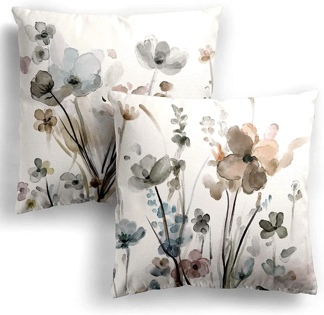Main image of Flower Throw Pillow Covers 20x20 Set of 2, Cozy Flowers Pillow Cushion Cases, Modern Decorative Square Pillowcases for Sofa Couch Bedroom Living Room Car Seat