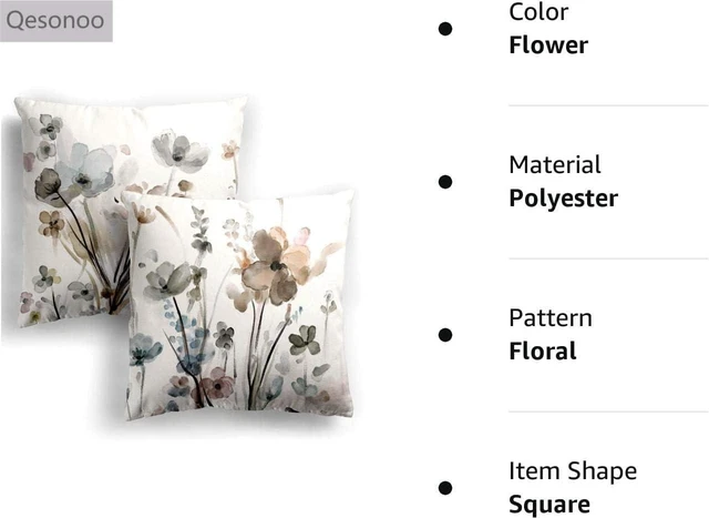 Alt view image 2 of 7 - Flower Throw Pillow Covers 20x20 Set of 2, Cozy Flowers Pillow Cushion Cases, Modern Decorative Square Pillowcases for Sofa Couch Bedroom Living Room Car Seat