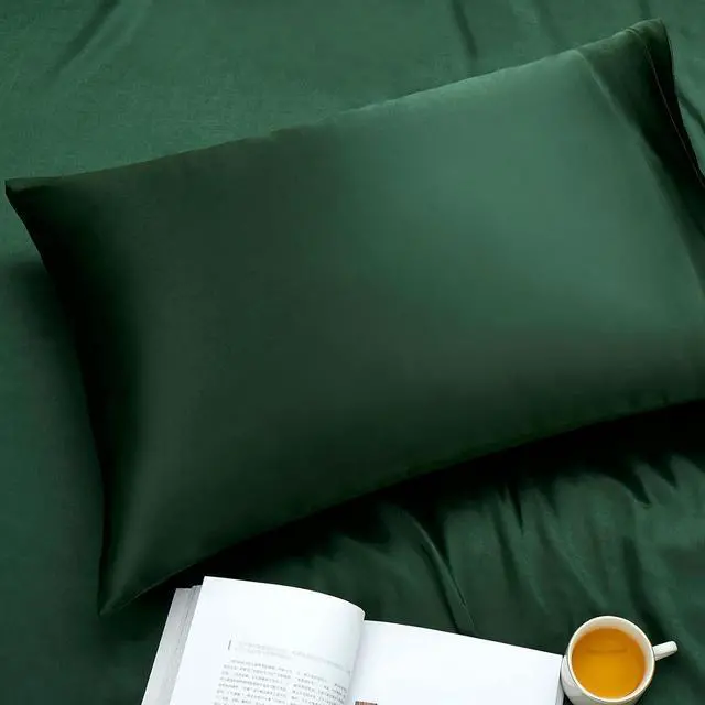 Alt view image 5 of 7 - Satin Pillowcase Standard Set of 2, Ultra Soft & Silky Satin Pillow Cases for Hair and Skin, Wrinkle Fade Resistant Pillow Covers with Envelope Closure (Dark Green)