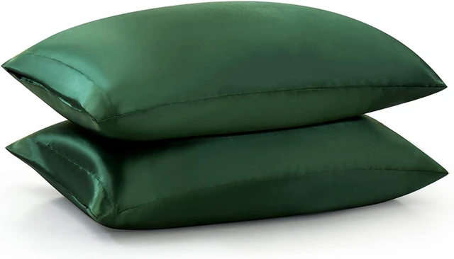 Alt view image 7 of 7 - Satin Pillowcase Standard Set of 2, Ultra Soft & Silky Satin Pillow Cases for Hair and Skin, Wrinkle Fade Resistant Pillow Covers with Envelope Closure (Dark Green)